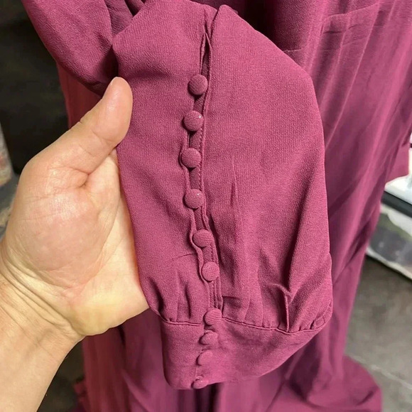 NWT Lulus Burgundy long Sleeve Maxi Wrap Dress Size 3X - Picture 3 of 6